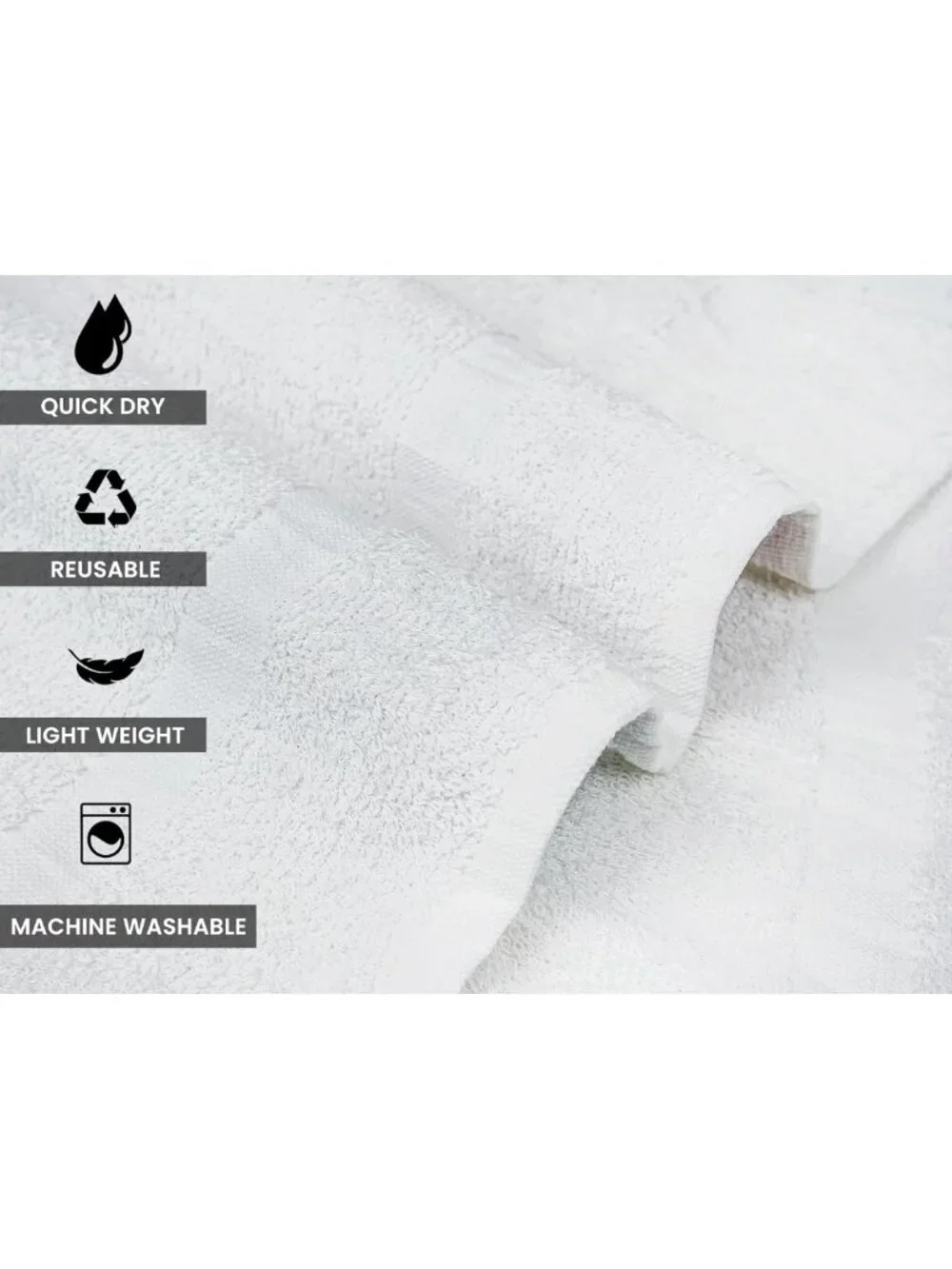 Bulk White Bath Towels 12 Pack - 100% Cotton, Quick Dry, Ultra-Soft & Absorbent
